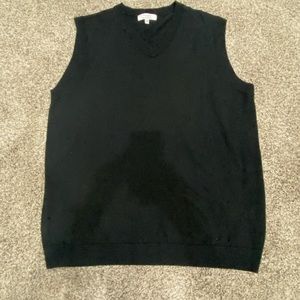 Men's 2XT Black Sweater Vest Extra Fine Merino Wool Turnbury Sleeveless V-Neck